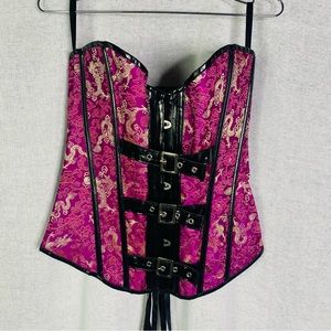Pink and Black Corset with Gold Accents